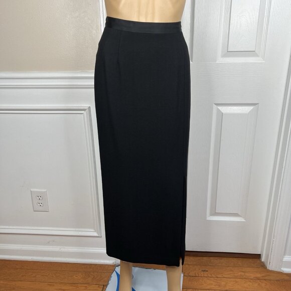 Kasper ASL Polyester Rayon Tuxedo VTG Skirt Suit 10 Black Double Breasted 2PC - Picture 6 of 12